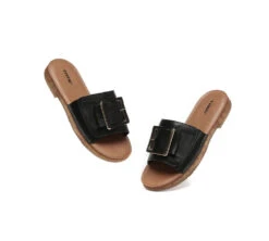 Women Leather Flats Buckle Top Ultra Soft Slides Summer Sandals Bera -Shoe Store slides women leather buckle top ultra soft slides bera 14