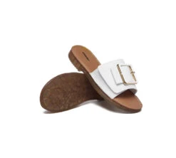 Women Leather Flats Buckle Top Ultra Soft Slides Summer Sandals Bera -Shoe Store slides women leather buckle top ultra soft slides bera 3