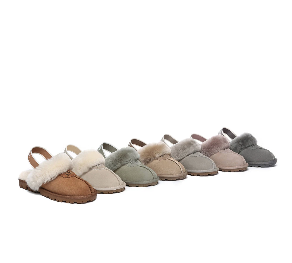 Unisex Sheepskin Wool Suede Upper Slingback Slippers Waffle Plus 3 Unisex Sheepskin Wool Suede Upper Slingback Slippers Waffle Plus