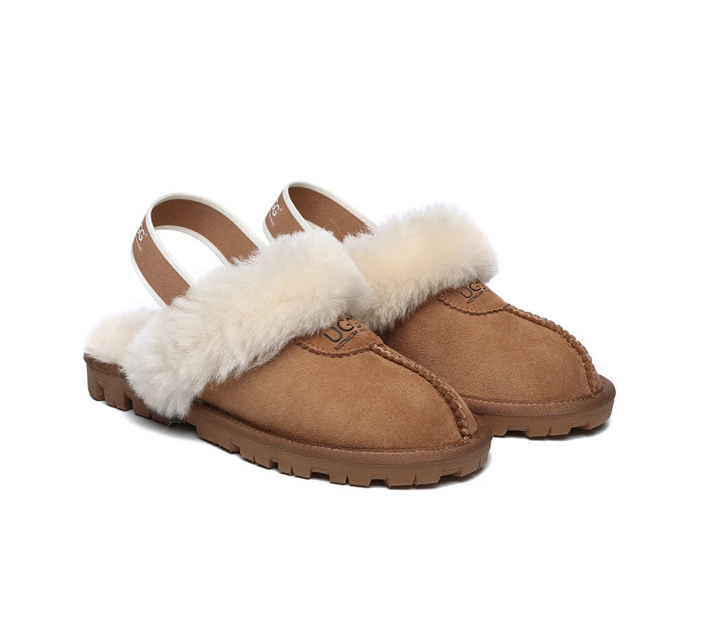 Unisex Sheepskin Wool Suede Upper Slingback Slippers Waffle Plus 5 Unisex Sheepskin Wool Suede Upper Slingback Slippers Waffle Plus - Image 3