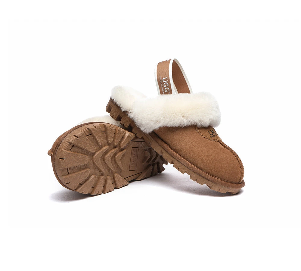 Unisex Sheepskin Wool Suede Upper Slingback Slippers Waffle Plus 6 Unisex Sheepskin Wool Suede Upper Slingback Slippers Waffle Plus - Image 4