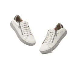 Women Leather Zip Decor Low-top White Sneakers Chloe 12 Women Leather Zip Decor Low-top White Sneakers Chloe -Shoe Store sneakers everau women leather zip decor low top white sneakers chloe 4