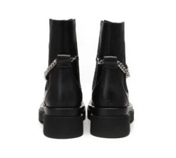 Women Leather Ankle Boots With Removable Metal Chain Decor Cheska -Shoe Store ugg boots black leather ankle boots with removable metal chain decor women cheska 6