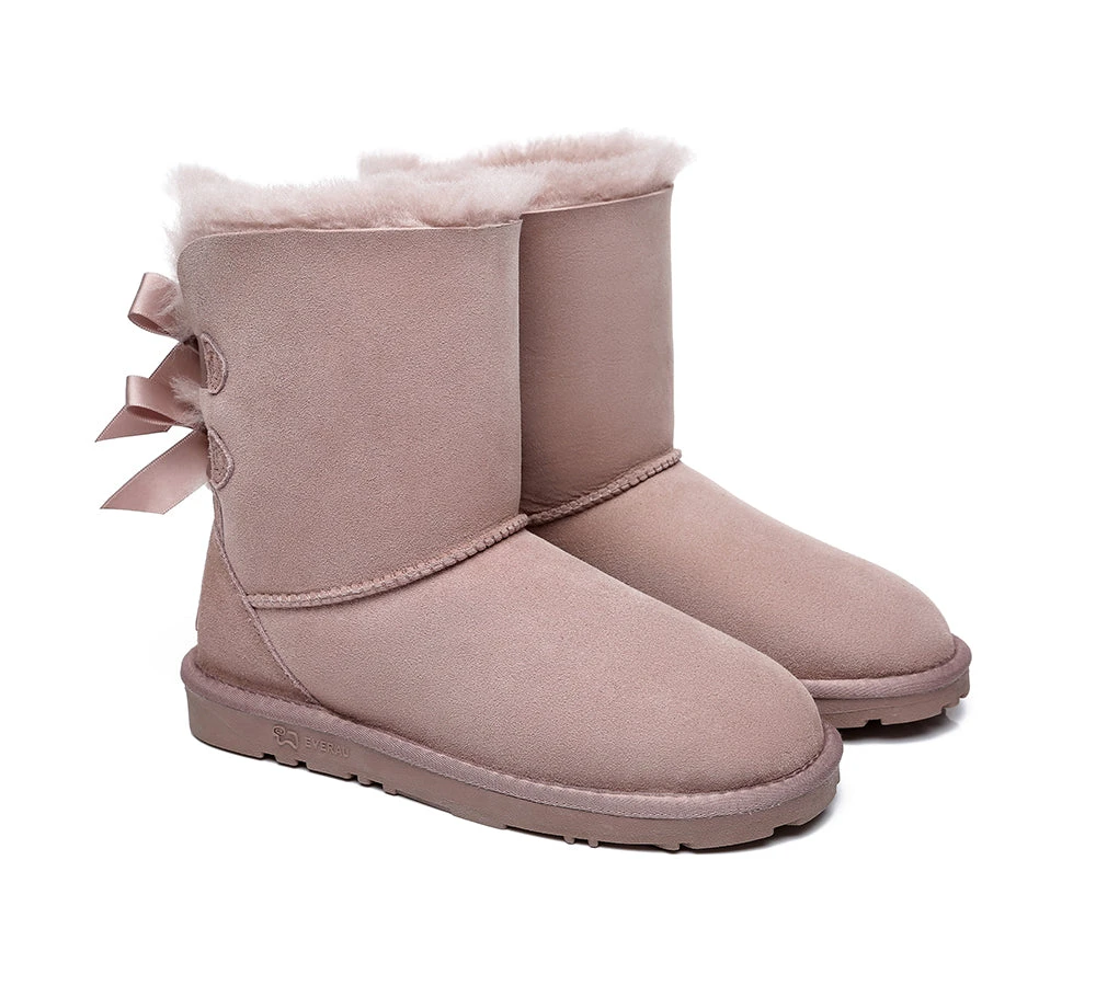 Women Boots Double Baily Short Back Bow Sheepskin Wool 5 Women Boots Double Baily Short Back Bow Sheepskin Wool - Image 3