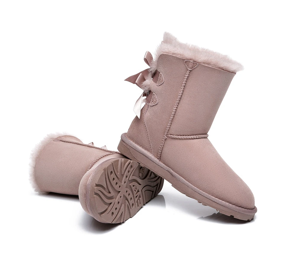 Women Boots Double Baily Short Back Bow Sheepskin Wool 6 Women Boots Double Baily Short Back Bow Sheepskin Wool - Image 4
