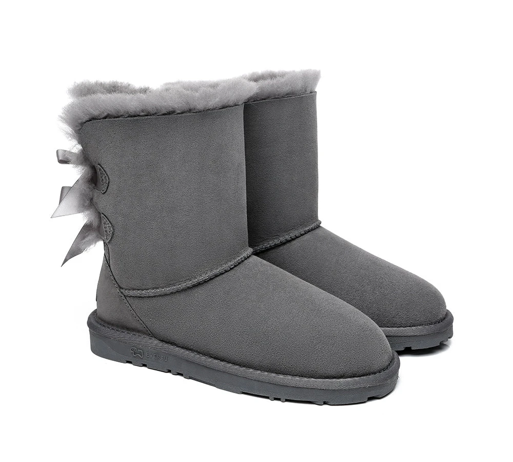 Women Boots Double Baily Short Back Bow Sheepskin Wool 11 Women Boots Double Baily Short Back Bow Sheepskin Wool - Image 9