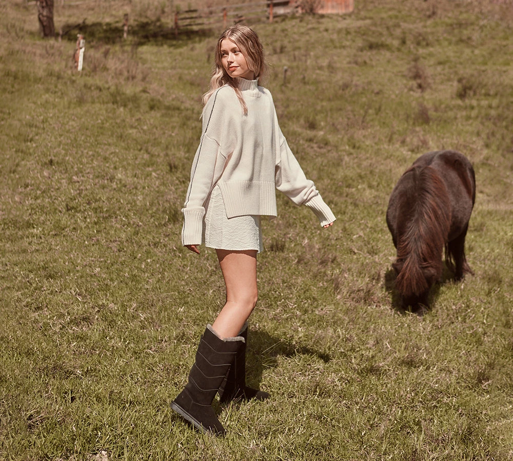 Premium Australian Sheepskin Knee High Zipper Boots Women Swanston 5 Panel 4 Premium Australian Sheepskin Knee High Zipper Boots Women Swanston 5 Panel - Image 2