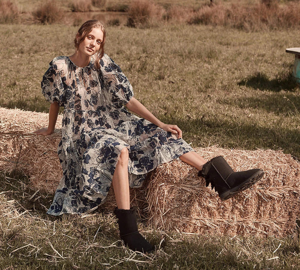 Women Boots Double Baily Short Back Bow Sheepskin Wool 4 Women Boots Double Baily Short Back Bow Sheepskin Wool - Image 2