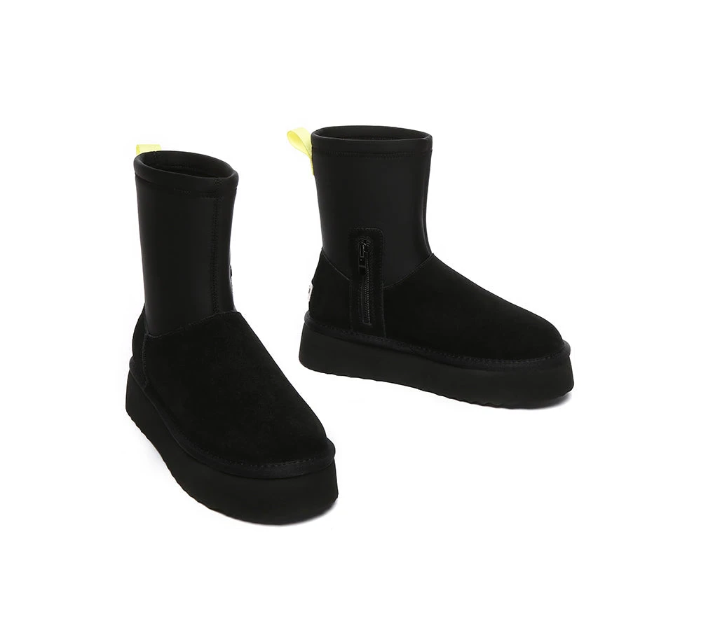 UGG Platform Boots Women Sheepskin Wool Zipper Decor Stretchy Mid Calf Ethel 16 UGG Platform Boots Women Sheepskin Wool Zipper Decor Stretchy Mid Calf Ethel - Image 14