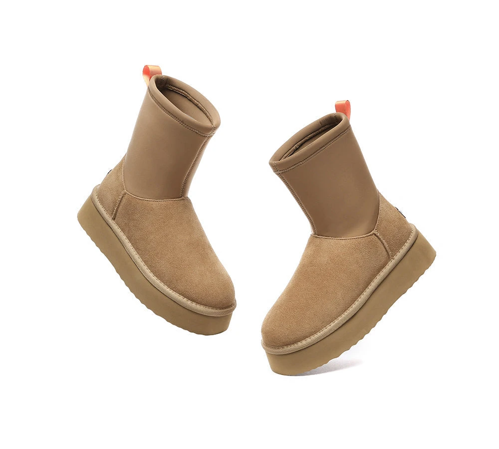 UGG Platform Boots Women Sheepskin Wool Zipper Decor Stretchy Mid Calf Ethel 8 UGG Platform Boots Women Sheepskin Wool Zipper Decor Stretchy Mid Calf Ethel - Image 6