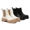 Women Leather Ankle Chunky Boots Mindy