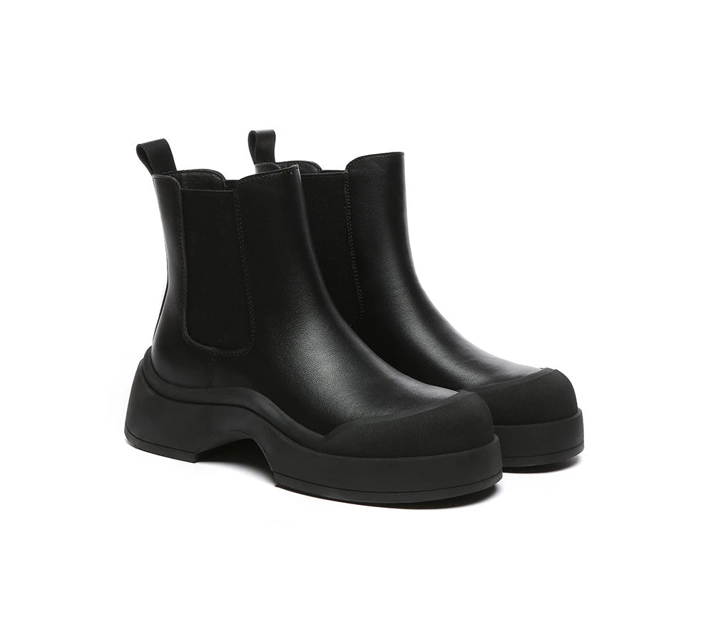 Women Leather Ankle Chunky Boots Mindy 12 Women Leather Ankle Chunky Boots Mindy - Image 10