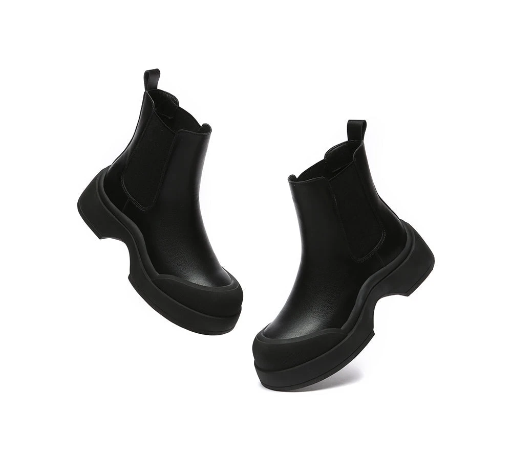 Women Leather Ankle Chunky Boots Mindy 15 Women Leather Ankle Chunky Boots Mindy - Image 13