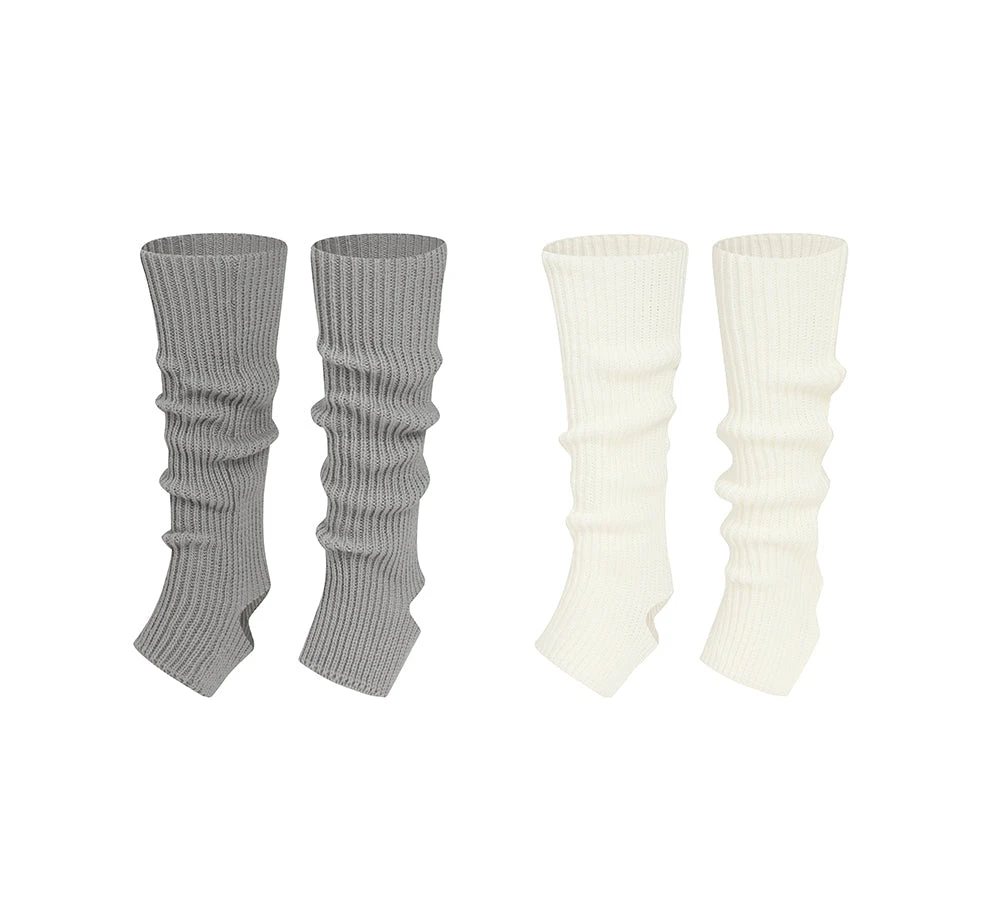 Women Stretchy Ribbed Knit Stirrup Leg Warmers 3 Women Stretchy Ribbed Knit Stirrup Leg Warmers