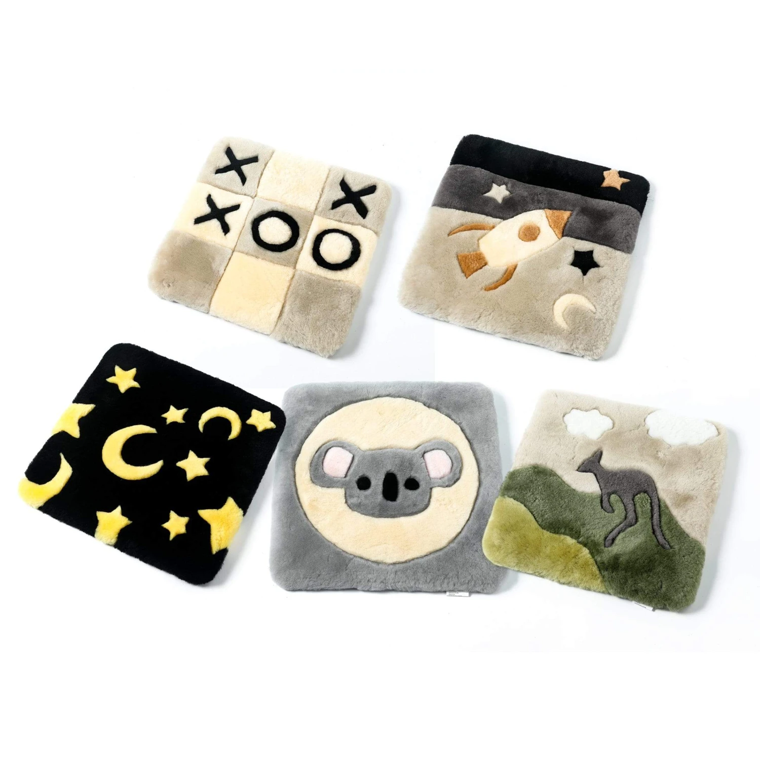 Kids Koala/Star Moon/Rocket/Chessboard/Kangaroo Graphic Pattern Wool Cushion 3 Kids Koala/Star Moon/Rocket/Chessboard/Kangaroo Graphic Pattern Wool Cushion