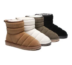 Women Mini Sheepskin Wool Boots Puffer