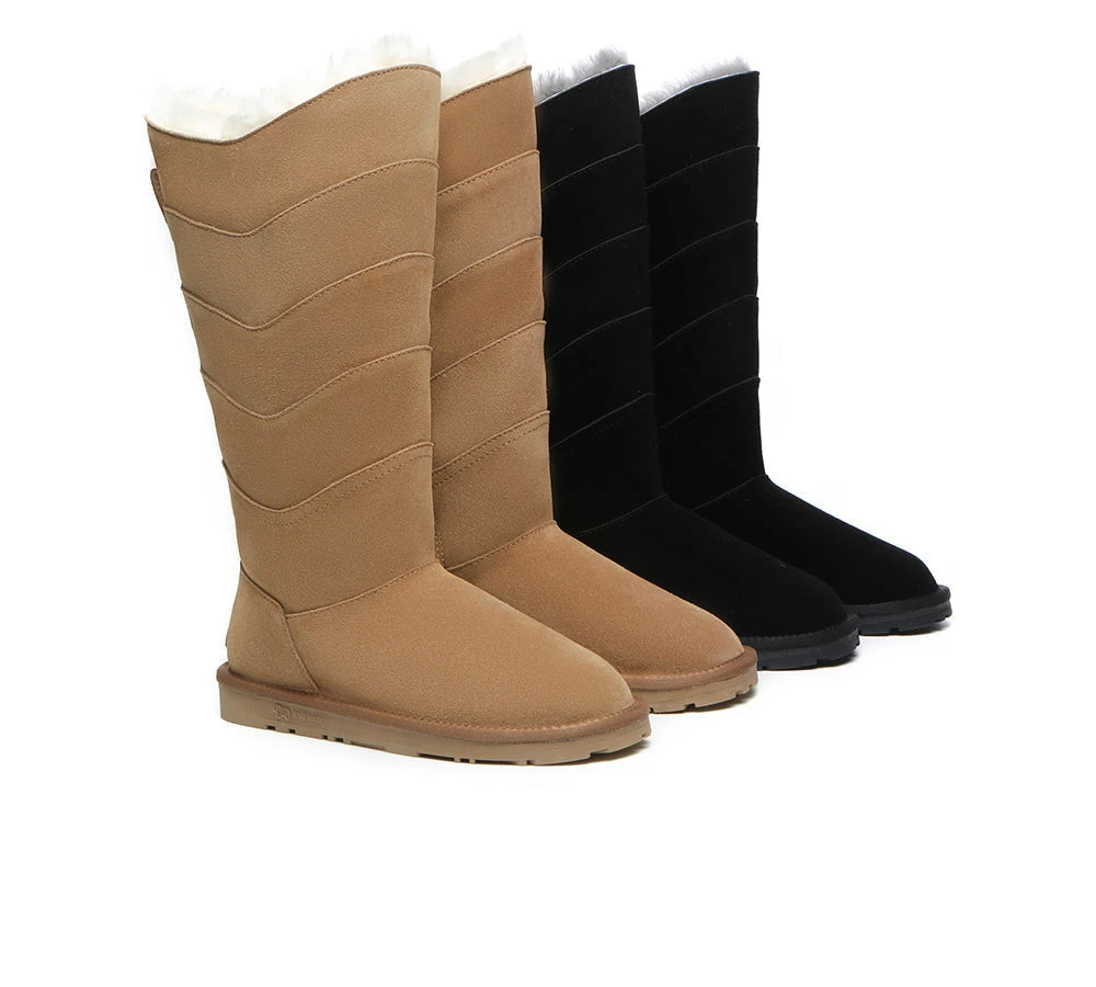 Premium Australian Sheepskin Knee High Zipper Boots Women Swanston 5 Panel 3 Premium Australian Sheepskin Knee High Zipper Boots Women Swanston 5 Panel