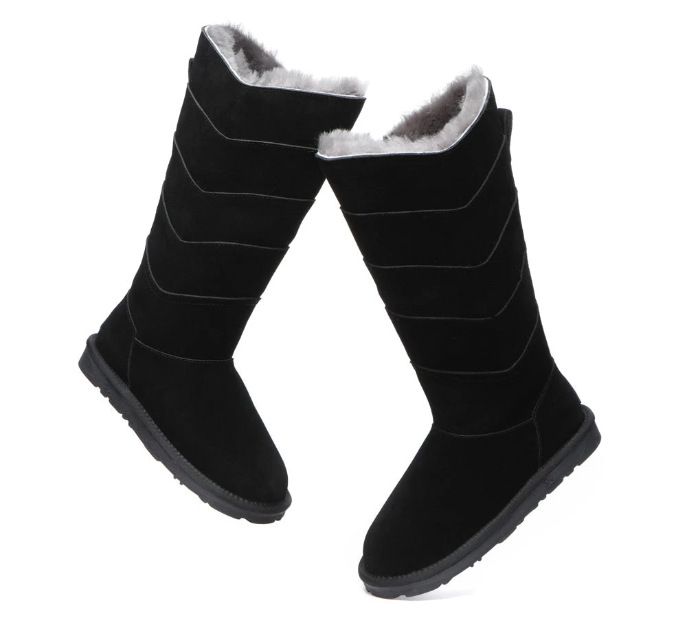 Premium Australian Sheepskin Knee High Zipper Boots Women Swanston 5 Panel 14 Premium Australian Sheepskin Knee High Zipper Boots Women Swanston 5 Panel - Image 12