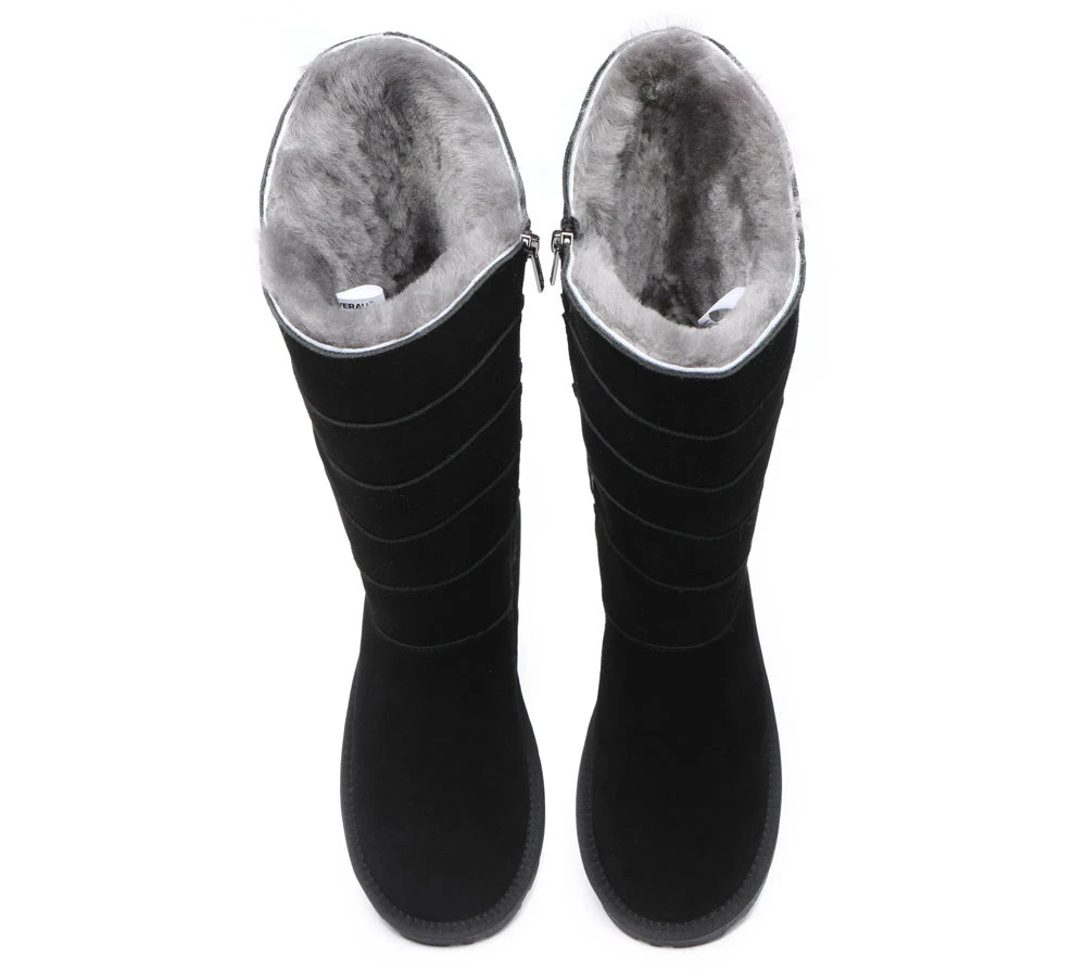 Premium Australian Sheepskin Knee High Zipper Boots Women Swanston 5 Panel 15 Premium Australian Sheepskin Knee High Zipper Boots Women Swanston 5 Panel - Image 13