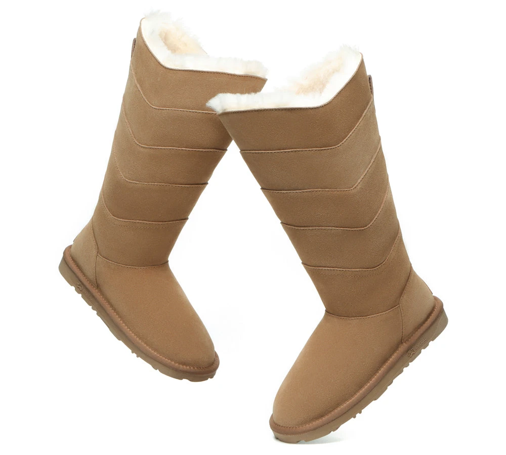 Premium Australian Sheepskin Knee High Zipper Boots Women Swanston 5 Panel 8 Premium Australian Sheepskin Knee High Zipper Boots Women Swanston 5 Panel - Image 6
