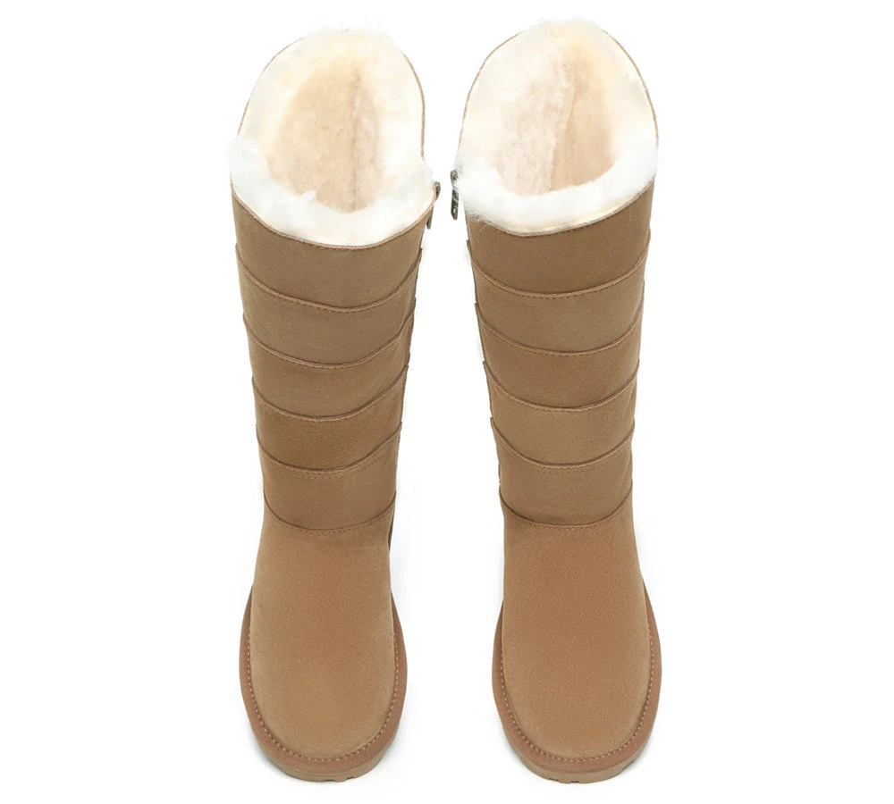 Premium Australian Sheepskin Knee High Zipper Boots Women Swanston 5 Panel 9 Premium Australian Sheepskin Knee High Zipper Boots Women Swanston 5 Panel - Image 7