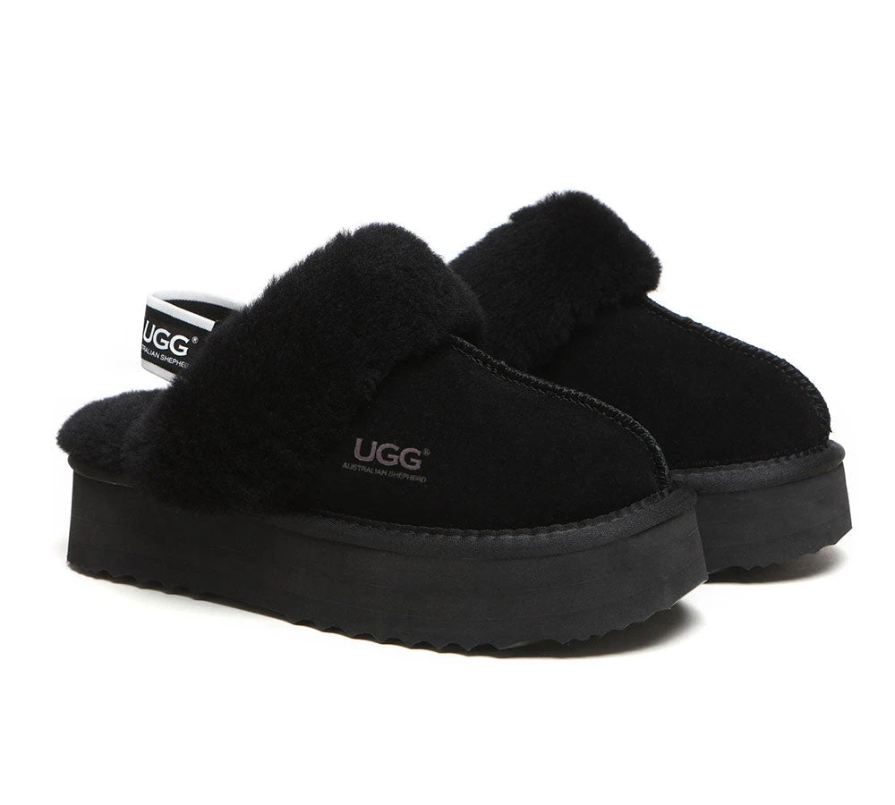 UGG Slippers Women Sheepskin Wool Removable Strap Slingback Slippers Muffin Platform 13 UGG Slippers Women Sheepskin Wool Removable Strap Slingback Slippers Muffin Platform - Image 11