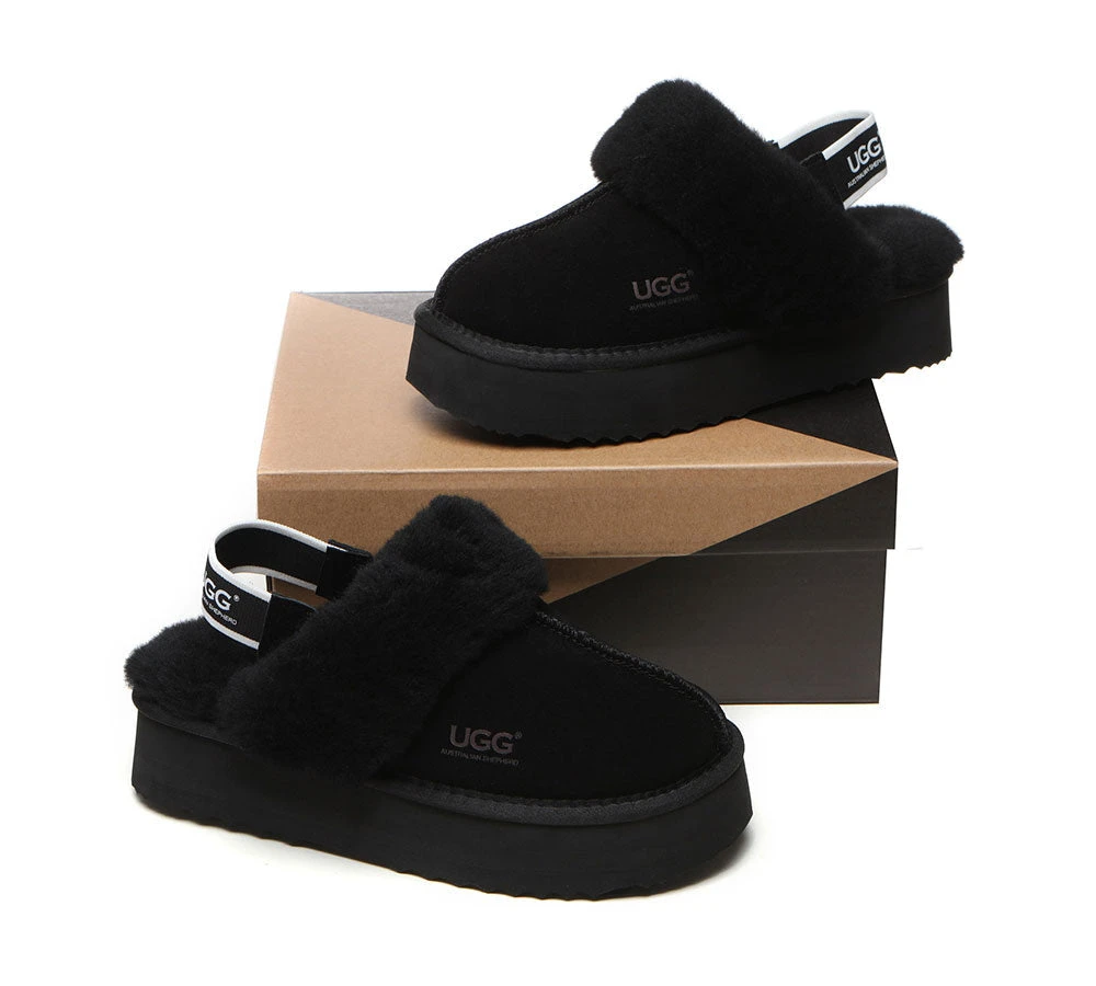 UGG Slippers Women Sheepskin Wool Removable Strap Slingback Slippers Muffin Platform 14 UGG Slippers Women Sheepskin Wool Removable Strap Slingback Slippers Muffin Platform - Image 12