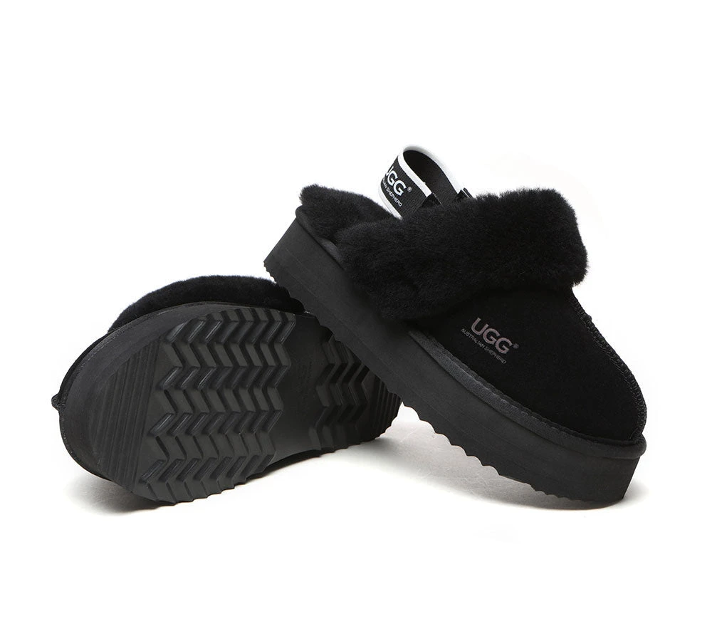 UGG Slippers Women Sheepskin Wool Removable Strap Slingback Slippers Muffin Platform 16 UGG Slippers Women Sheepskin Wool Removable Strap Slingback Slippers Muffin Platform - Image 14