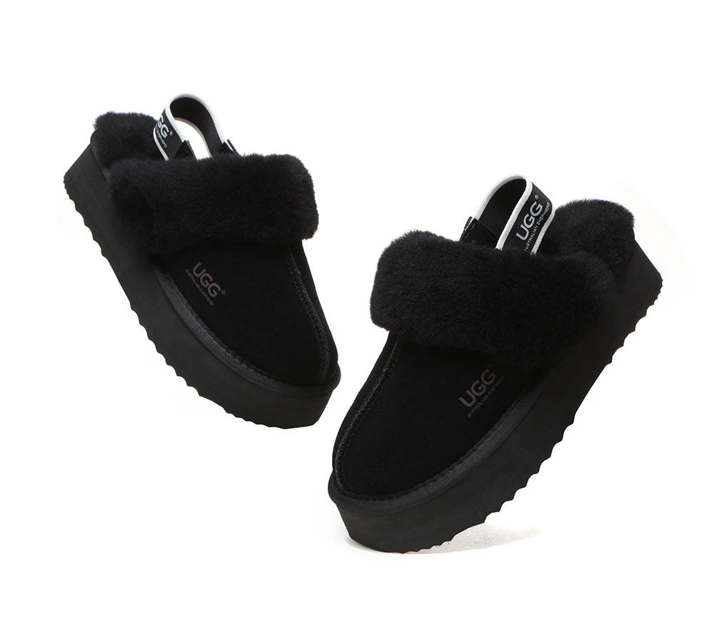 UGG Slippers Women Sheepskin Wool Removable Strap Slingback Slippers Muffin Platform 18 UGG Slippers Women Sheepskin Wool Removable Strap Slingback Slippers Muffin Platform - Image 16