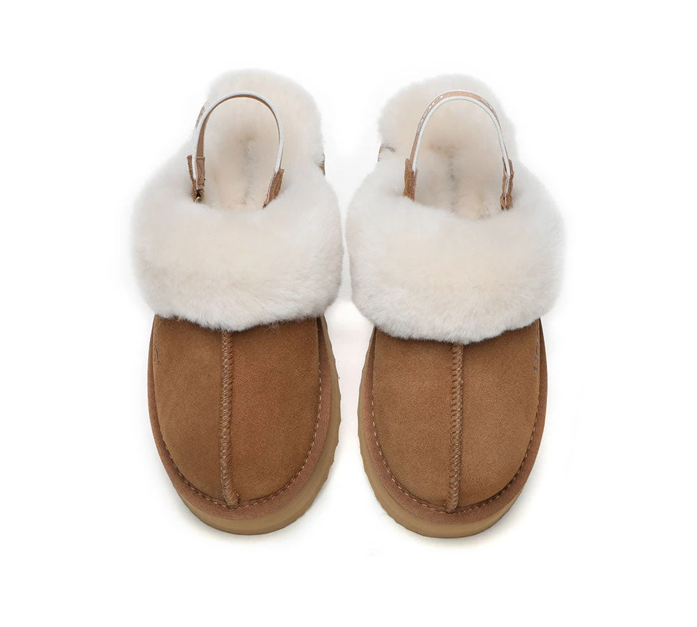 UGG Slippers Women Sheepskin Wool Removable Strap Slingback Slippers Muffin Platform 10 UGG Slippers Women Sheepskin Wool Removable Strap Slingback Slippers Muffin Platform - Image 8
