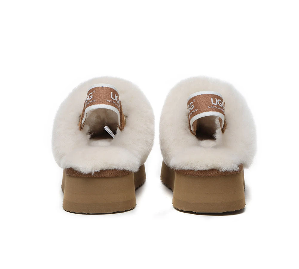 UGG Slippers Women Sheepskin Wool Removable Strap Slingback Slippers Muffin Platform 11 UGG Slippers Women Sheepskin Wool Removable Strap Slingback Slippers Muffin Platform - Image 9