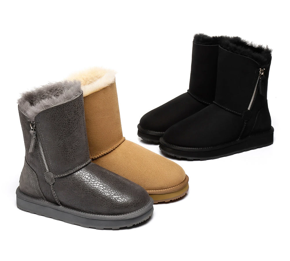 Sheepskin Zipper Short Women Boots Zipporah 4 Sheepskin Zipper Short Women Boots Zipporah - Image 2