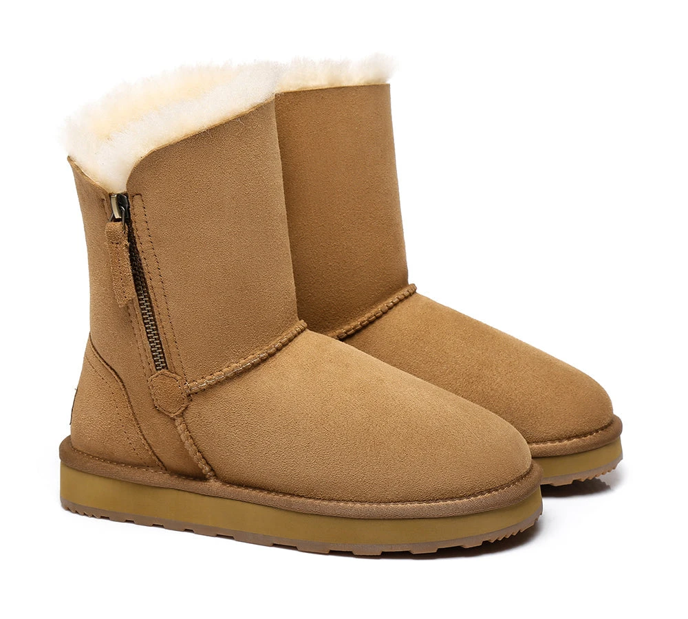 Sheepskin Zipper Short Women Boots Zipporah 10 Sheepskin Zipper Short Women Boots Zipporah - Image 8