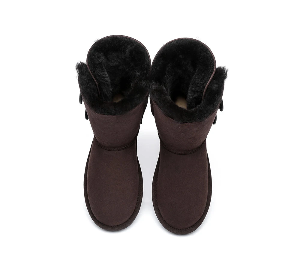 Twin Button Short Sheepskin Wool Water Resistant Boots 15 Twin Button Short Sheepskin Wool Water Resistant Boots - Image 13