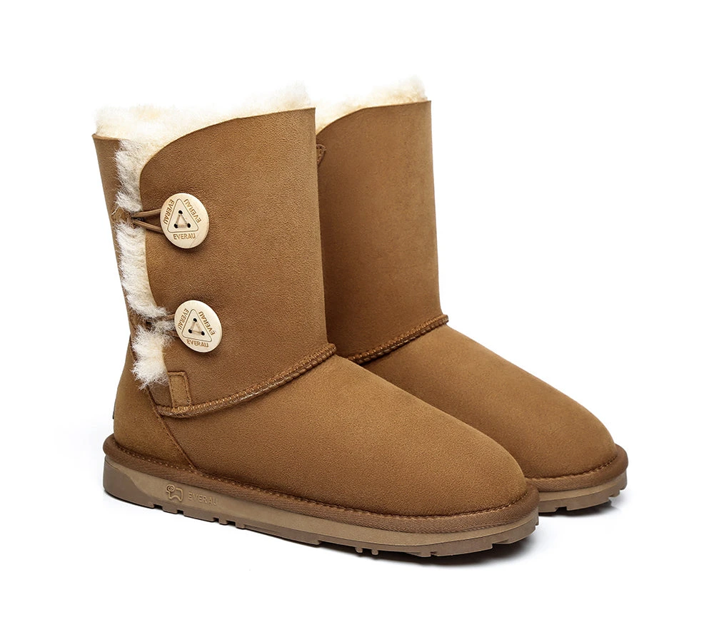 Twin Button Short Sheepskin Wool Water Resistant Boots 5 Twin Button Short Sheepskin Wool Water Resistant Boots - Image 3