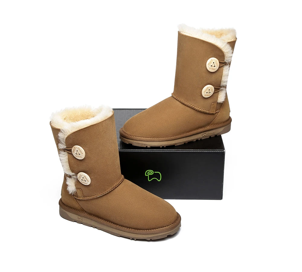 Twin Button Short Sheepskin Wool Water Resistant Boots 7 Twin Button Short Sheepskin Wool Water Resistant Boots - Image 5