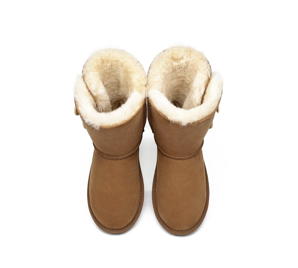 Twin Button Short Sheepskin Wool Water Resistant Boots 9 Twin Button Short Sheepskin Wool Water Resistant Boots - Image 7