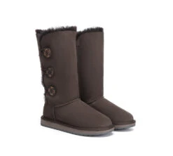 Australian Premium Double Face Sheepskin Tall Triple Button Water Resistant Boots -Shoe Store ugg boots ugg boots australia double face sheepskin tall triple button boots 15
