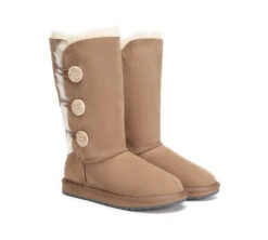 Australian Premium Double Face Sheepskin Tall Triple Button Water Resistant Boots -Shoe Store ugg boots ugg boots australia double face sheepskin tall triple button boots 2
