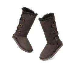 Australian Premium Double Face Sheepskin Tall Triple Button Water Resistant Boots -Shoe Store ugg boots ugg boots australia double face sheepskin tall triple button boots 21