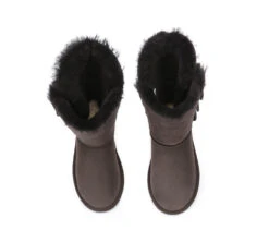 Australian Premium Double Face Sheepskin Tall Triple Button Water Resistant Boots -Shoe Store ugg boots ugg boots australia double face sheepskin tall triple button boots 22