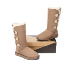 Australian Premium Double Face Sheepskin Tall Triple Button Water Resistant Boots -Shoe Store ugg boots ugg boots australia double face sheepskin tall triple button boots 3