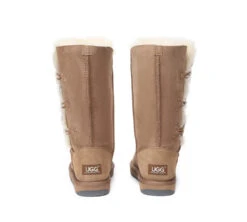 Australian Premium Double Face Sheepskin Tall Triple Button Water Resistant Boots -Shoe Store ugg boots ugg boots australia double face sheepskin tall triple button boots 8