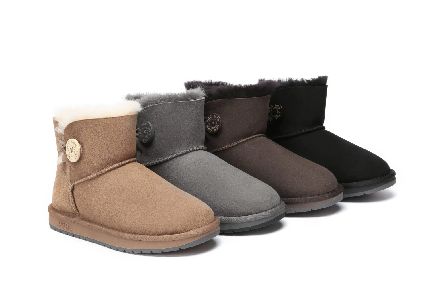 Australia Premium Double Face Sheepskin Water Resistant Mini Button Boots 3 Australia Premium Double Face Sheepskin Water Resistant Mini Button Boots