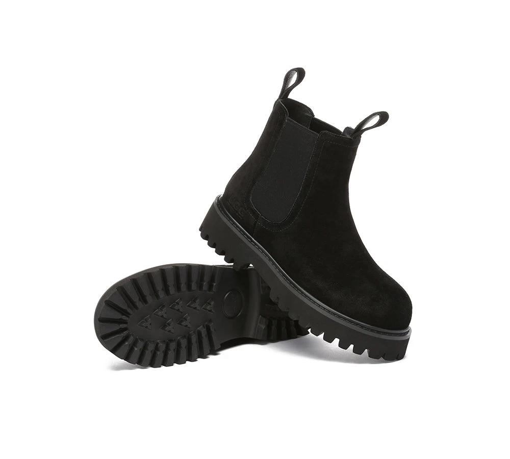 UGG Boots Sheepskin Wool Suede Chelsea Block Heel Chana 17 UGG Boots Sheepskin Wool Suede Chelsea Block Heel Chana - Image 15