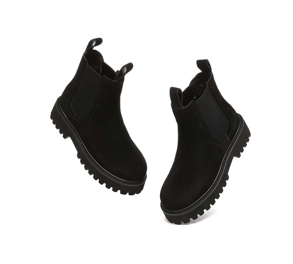 UGG Boots Sheepskin Wool Suede Chelsea Block Heel Chana 19 UGG Boots Sheepskin Wool Suede Chelsea Block Heel Chana - Image 17