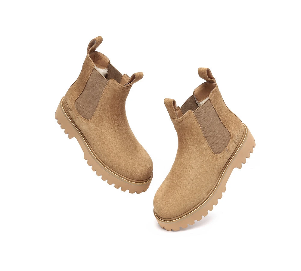 UGG Boots Sheepskin Wool Suede Chelsea Block Heel Chana 7 UGG Boots Sheepskin Wool Suede Chelsea Block Heel Chana - Image 5