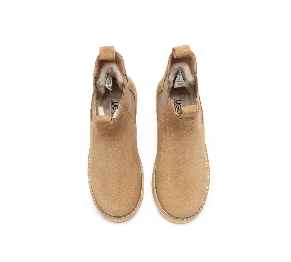 UGG Boots Sheepskin Wool Suede Chelsea Block Heel Chana 8 UGG Boots Sheepskin Wool Suede Chelsea Block Heel Chana - Image 6