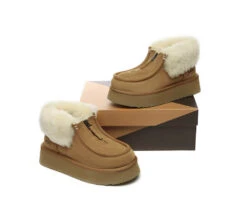 Sheepskin Wool Collar Zipper Platform Mini Ankle Boots 12 Sheepskin Wool Collar Zipper Platform Mini Ankle Boots -Shoe Store ugg boots ugg boots sheepskin wool ankle mini zip platform 3