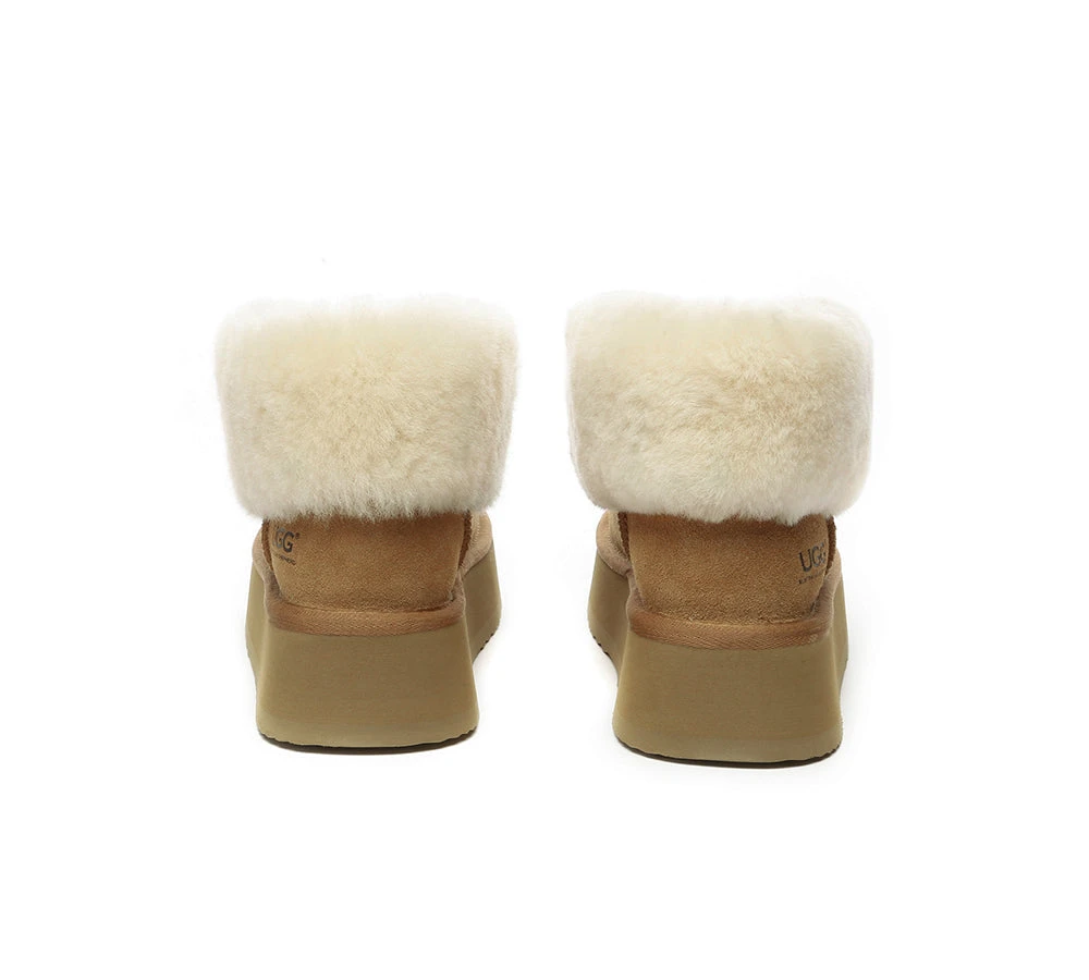 Sheepskin Wool Collar Zipper Platform Mini Ankle Boots 10 Sheepskin Wool Collar Zipper Platform Mini Ankle Boots - Image 8